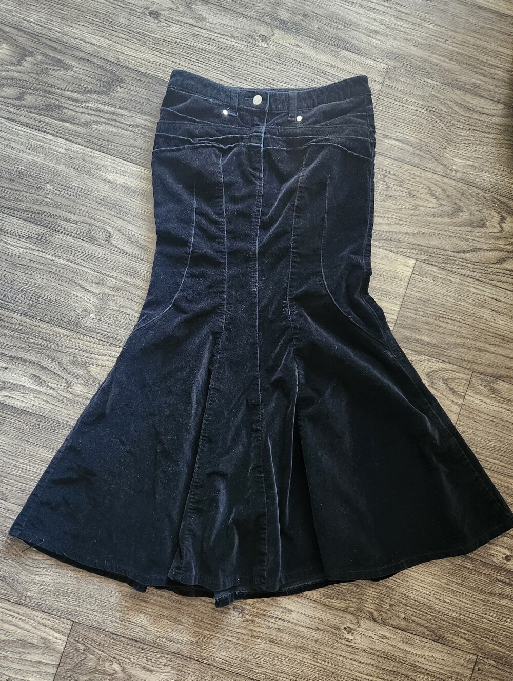 Y2K Bisou Bisou Black Velvet Trumpet Mermaid Maxi Skirt Size 4